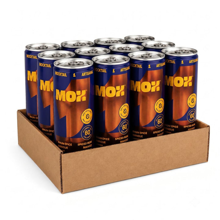 Mox Mocktails - Mox 1 - Spiced Rum Mango Lavender (1 x 12 Pack, 355mL), non-alcoholic cocktail