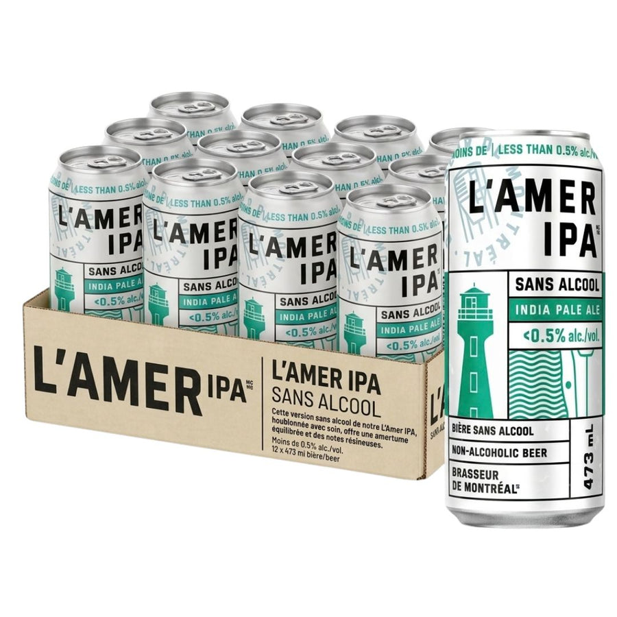 Brasseur de Montreal - L'Amer - IPA (1 x 12 Pack, 473mL), non-alcoholic beer