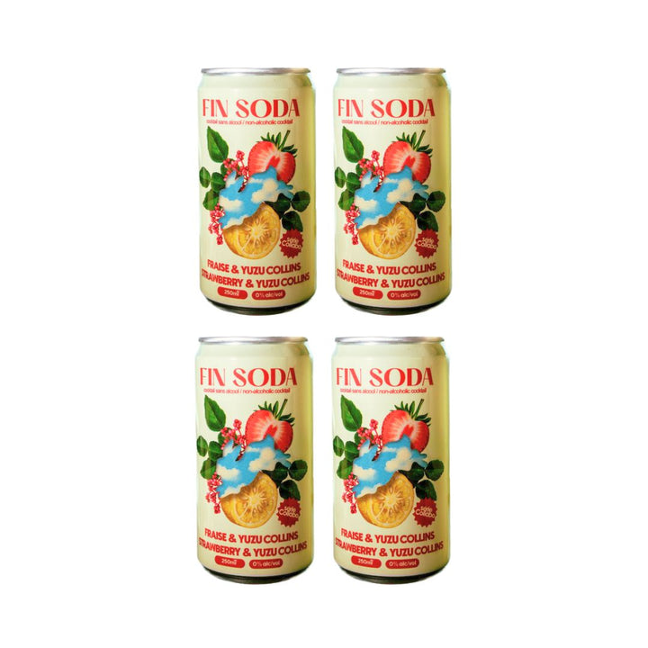 Fin Soda - Strawberry Yuzu Collins (6 x 4 Pack, 250mL)