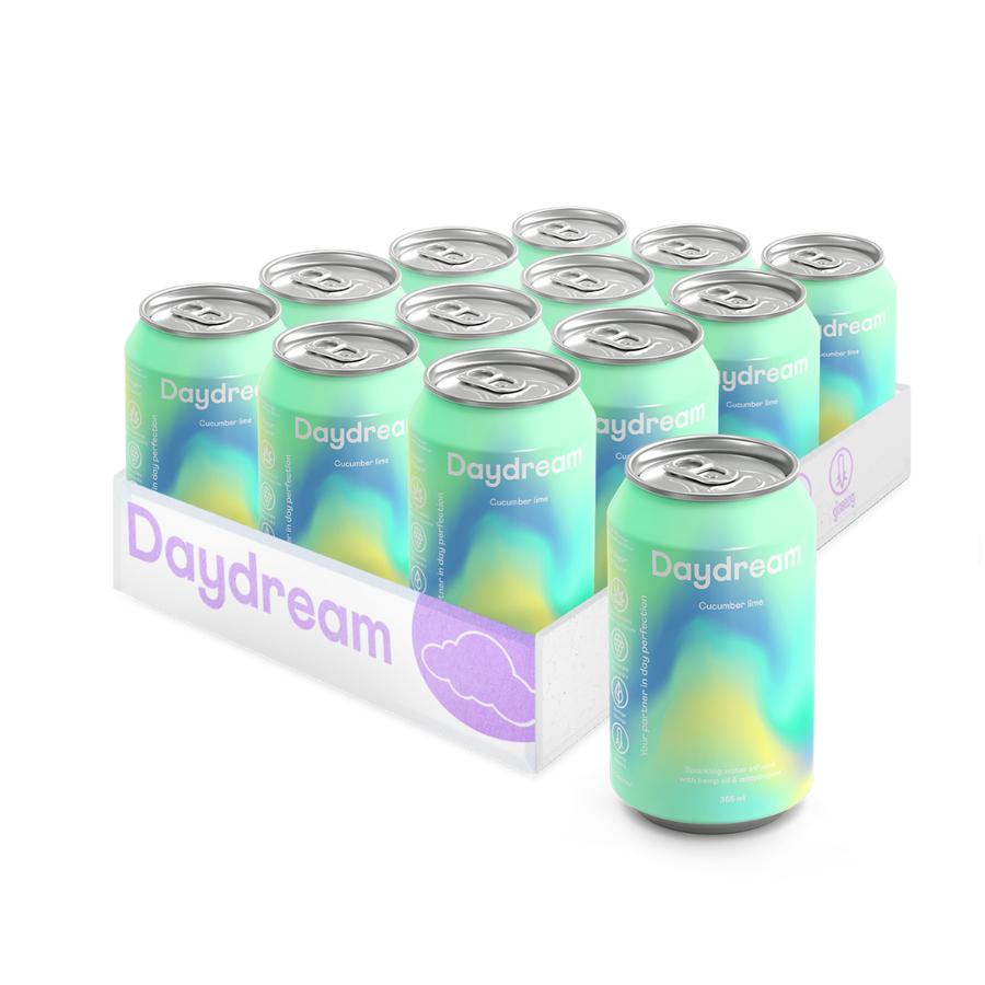 Daydream - Cucumber Lime Hemp and Adaptogen Infused Sparkling Water(1 x 12 Pack, 355mL)