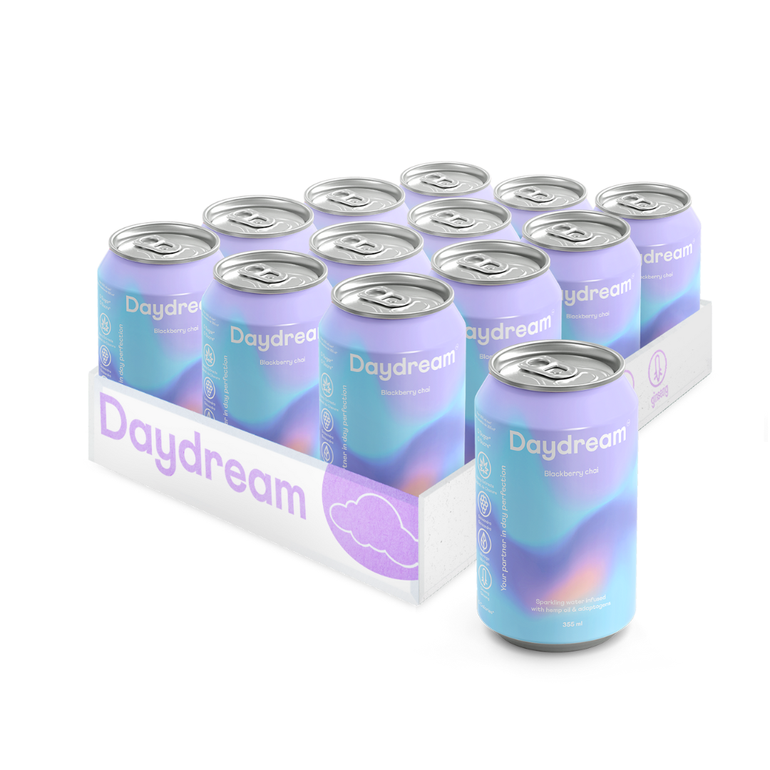 Daydream - Blackberry Chai Hemp and Adaptogen Infused Sparkling Water (1 x 12 Pack, 355mL)