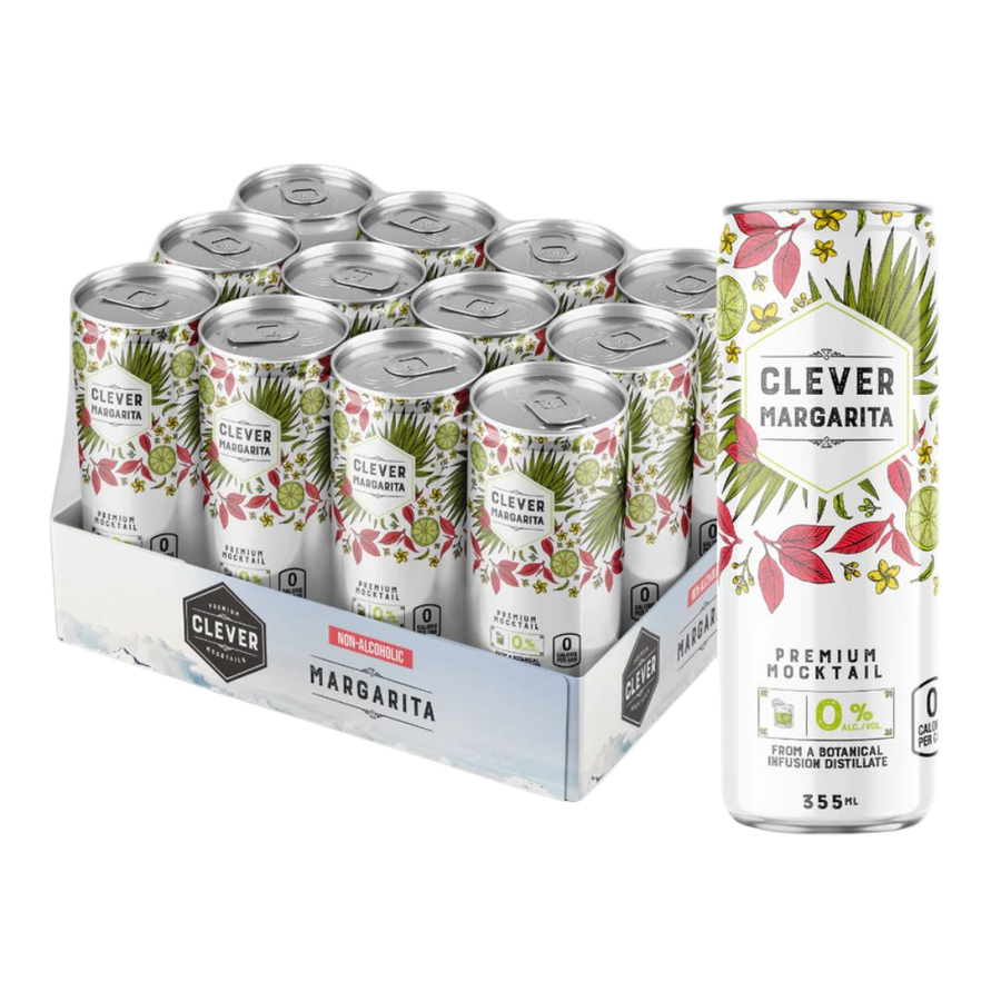 Clever Mocktails - Sugar-Free Margarita (1 x 12 Pack, 355mL), non-alcoholic cocktail