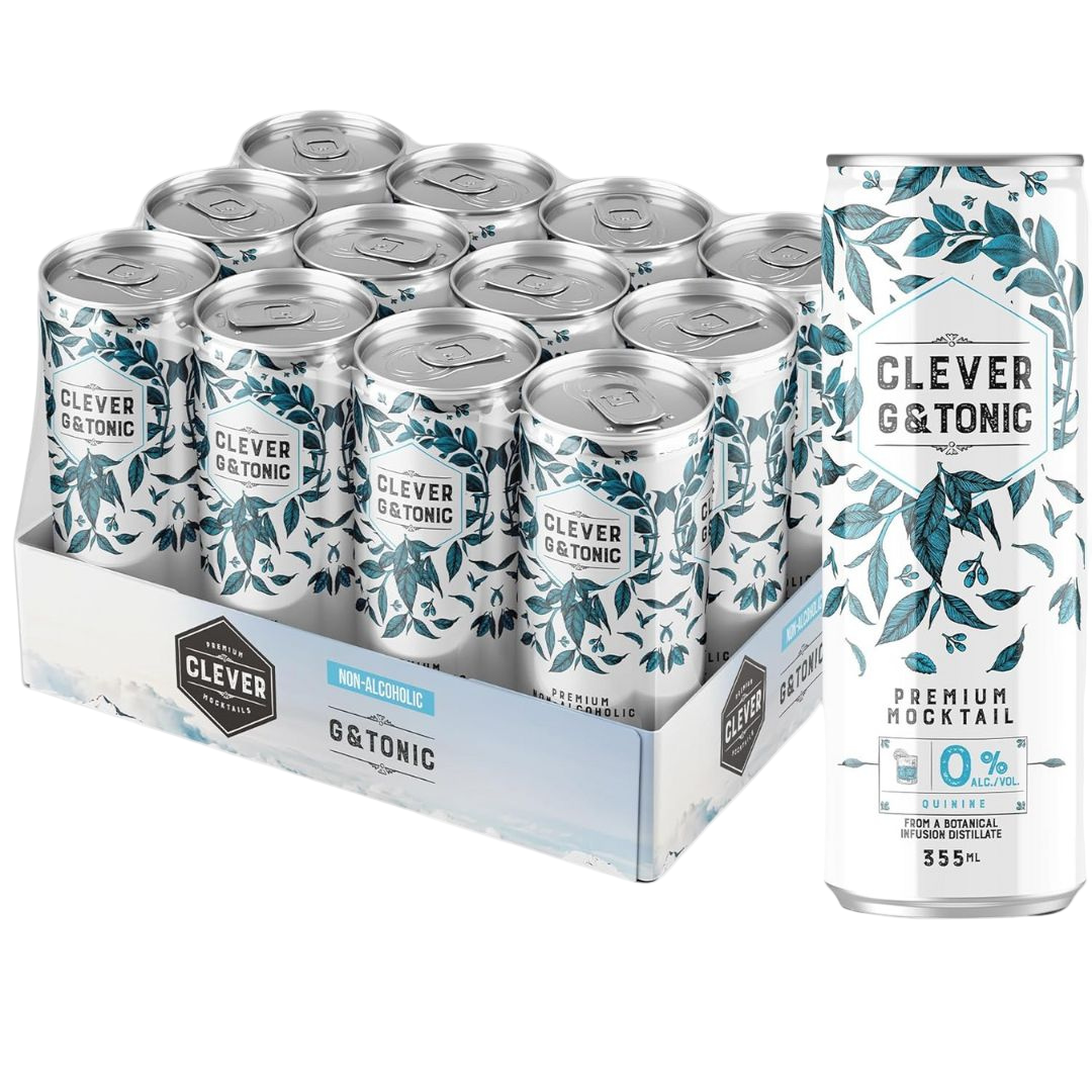 Clever Mocktails - Gin Tonic (1 x 12 Pack, 355mL), non-alcoholic cocktail