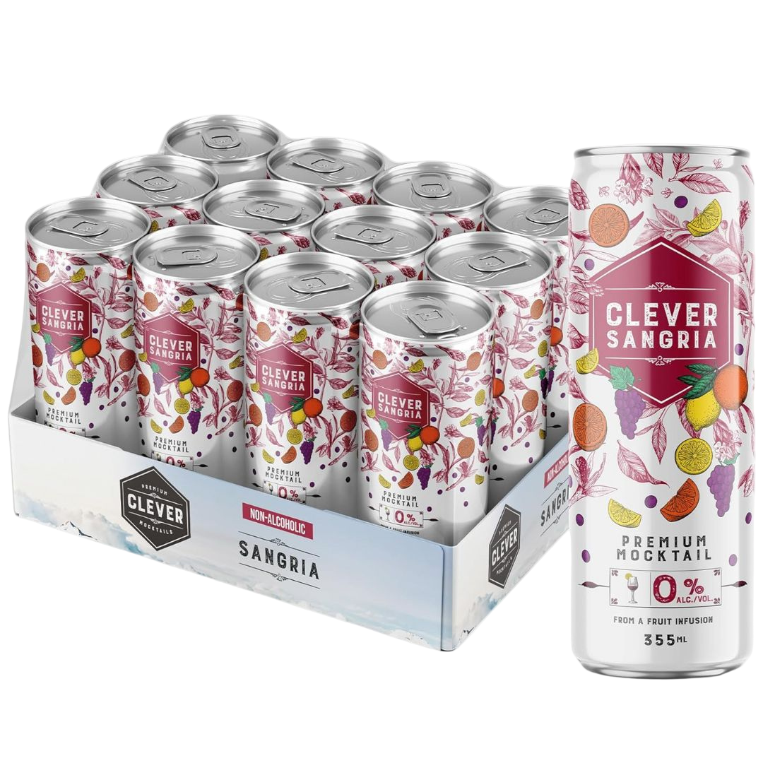 Clever Mocktails - Sangria (1 x 12 Pack, 355mL), non-alcoholic cocktail