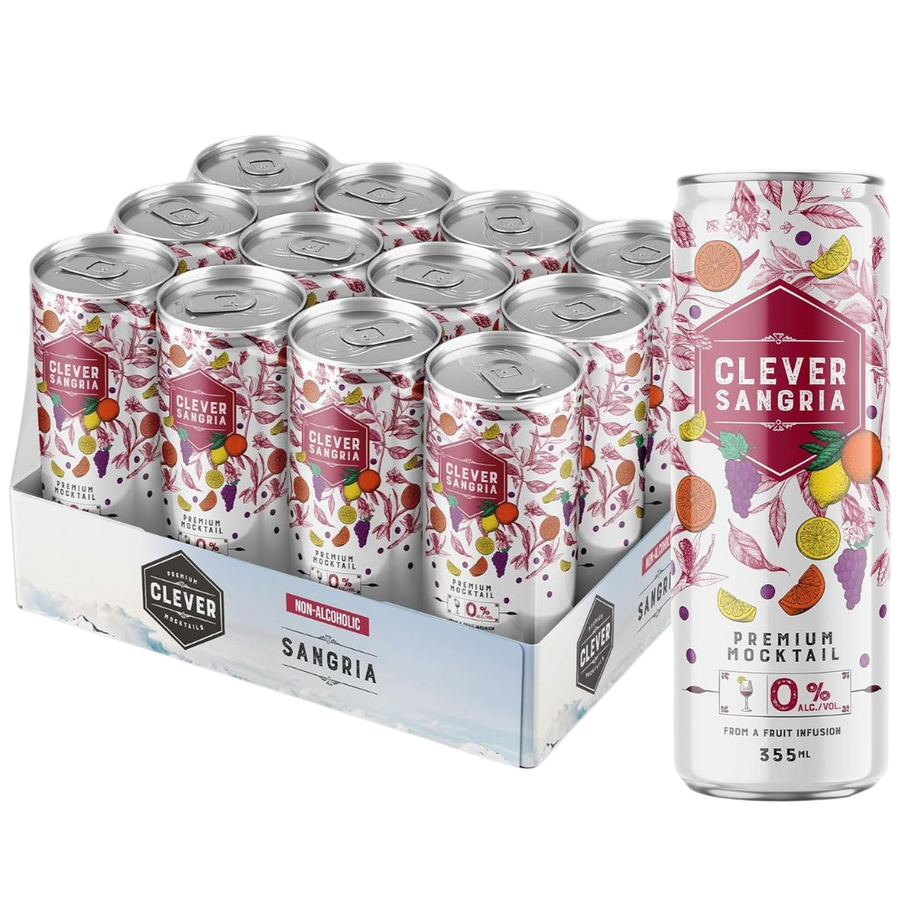 Clever Mocktails - Sangria (1 x 12 Pack, 355mL), non-alcoholic cocktail
