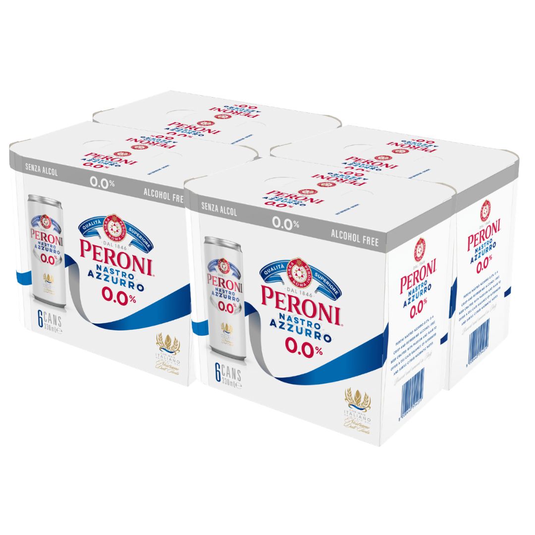Peroni Nastro Azzuro 0.0% - Pilsner (4 x 6 Pack, 330mL), non-alcoholic beer