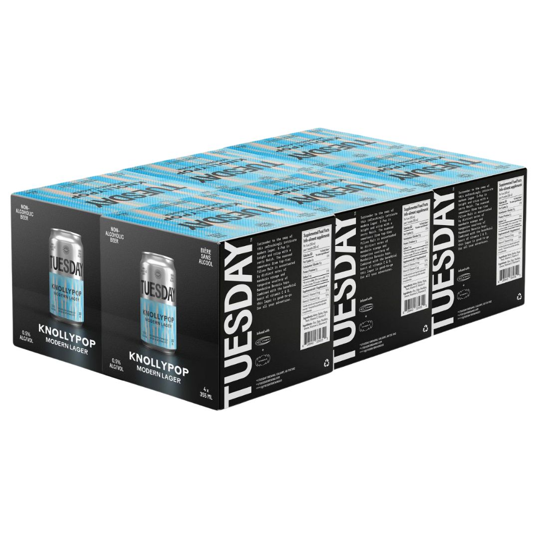 Tuesday Brewing - Knollypop Modern Lager (6 x 4 Pack, 355mL), non-alcoholic beer