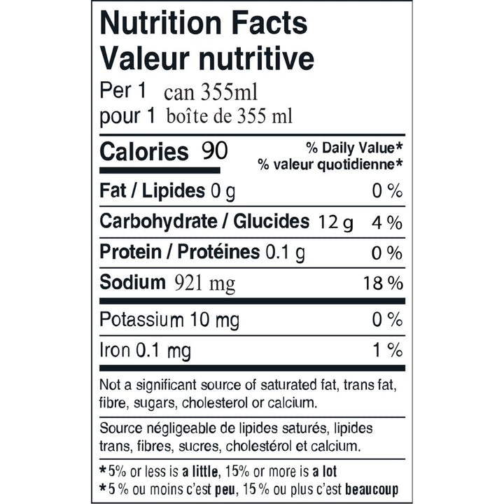 Lucky's - Virgin Caesar (1 x 24 Pack, 355mL), nutrition facts
