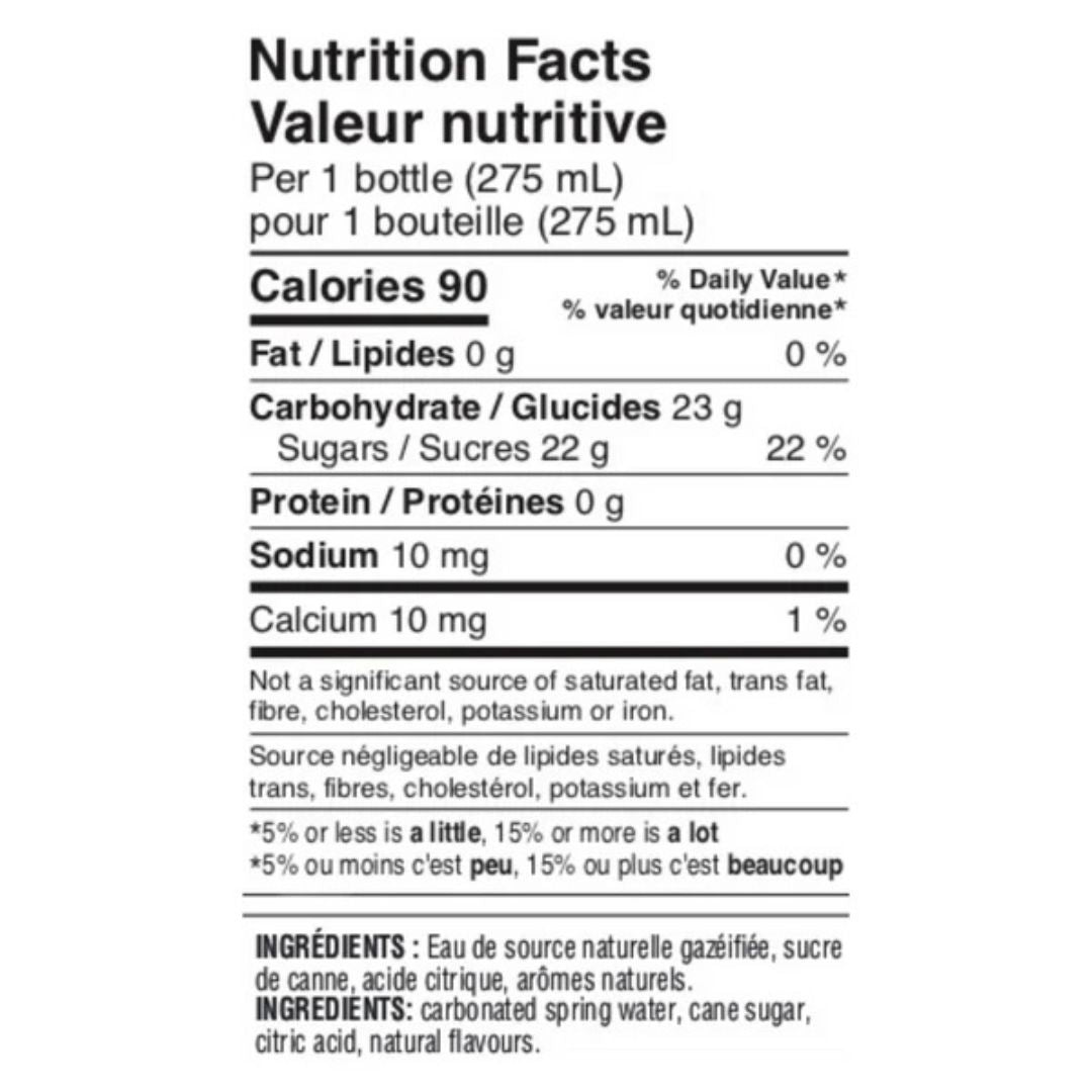 1642 - Elderflower Tonic (1 x 24 Pack, 275mL), nutrition facts