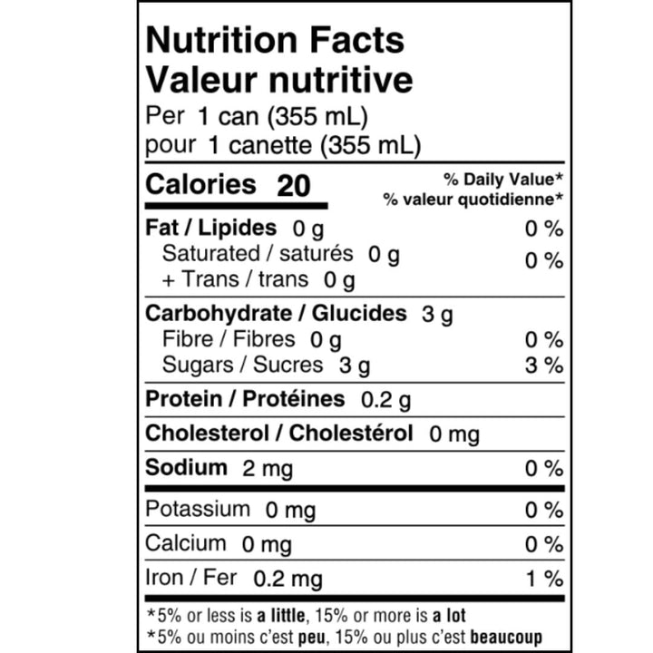 All Our - Low Sugar Peach Iced Tea (12 x 355mL), nutrition facts