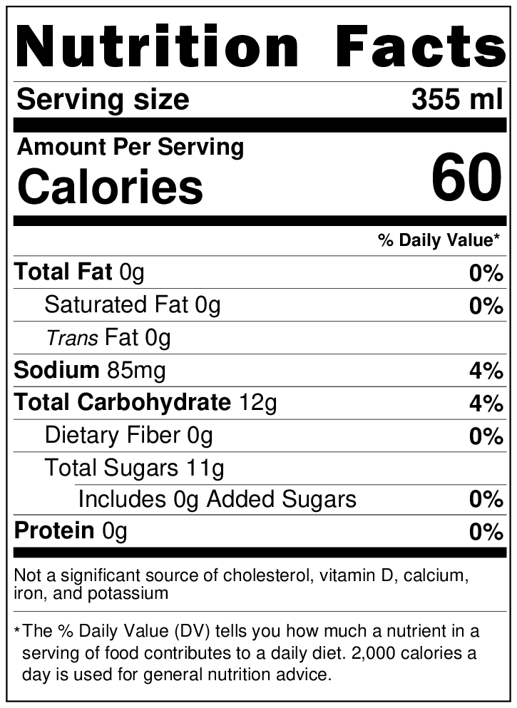 Barrfly - Amaretto Sour (sample), nutrition facts