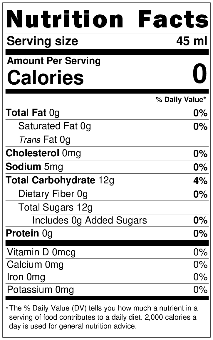 NOA - Orange Liqueur - Triple Sec, nutrition facts