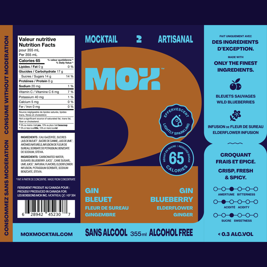 Mox Mocktails - Mox 2 - Gin Blueberry (1 x 12 Pack, 355mL), non-alcoholic cocktail, photo 3 of 3