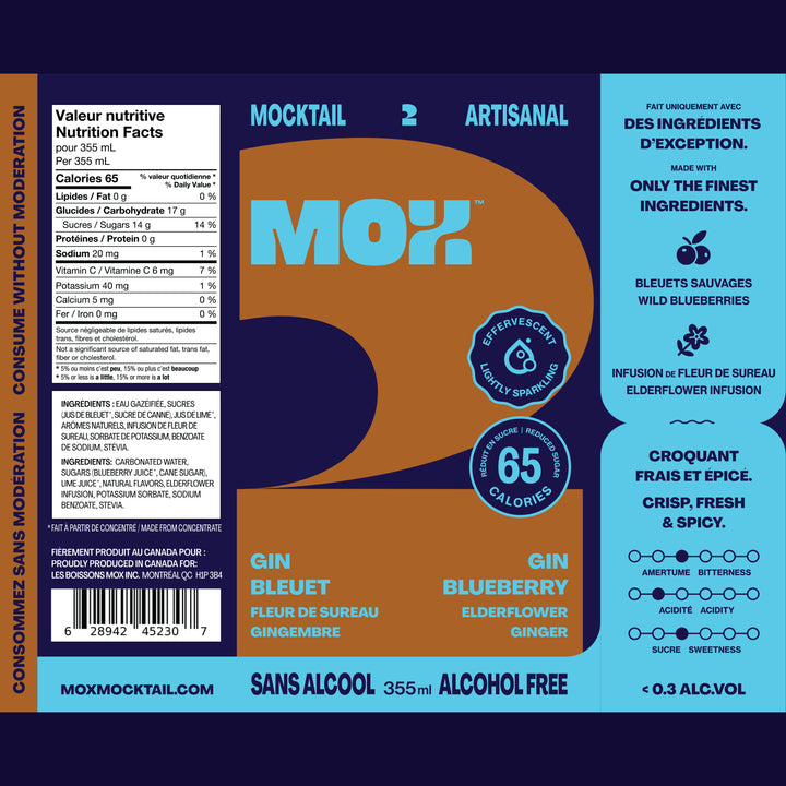 Mox Mocktails - Mox 2 - Gin Blueberry (1 x 12 Pack, 355mL), non-alcoholic cocktail, photo 3 of 3
