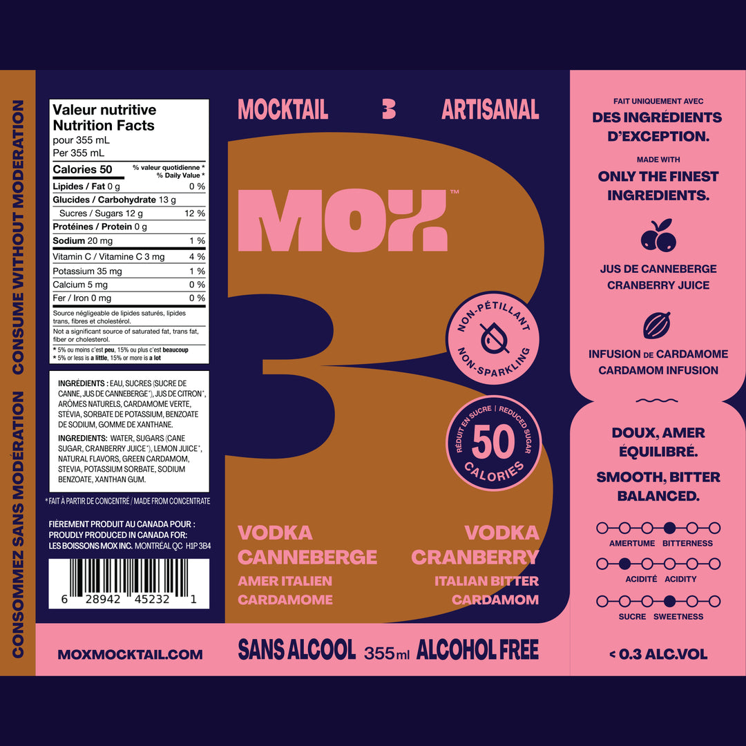 Mox Mocktails - Mox 3 - V*dka Cranberry (1 x 12 Pack, 355mL), non-alcoholic cocktail, photo 3 of 3
