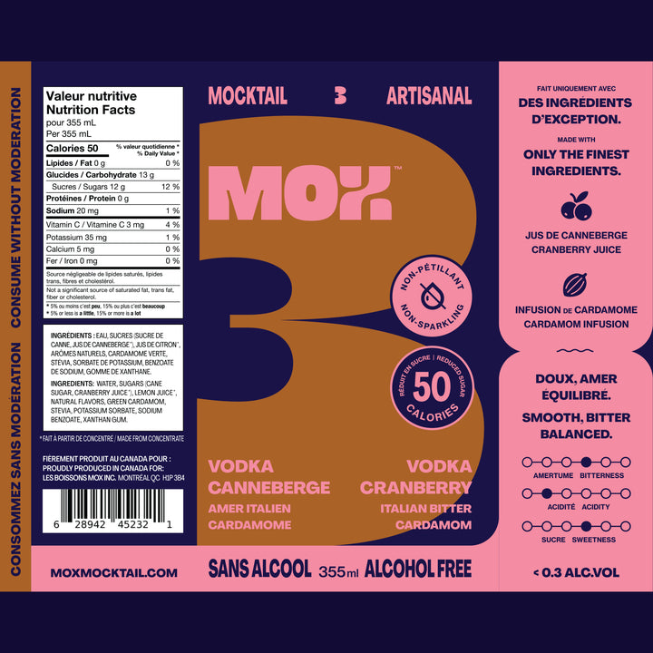 Mox Mocktails - Mox 3 - V*dka Cranberry (1 x 12 Pack, 355mL), non-alcoholic cocktail, photo 3 of 3